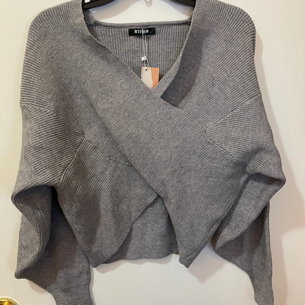 Gray V-Neck Sweater